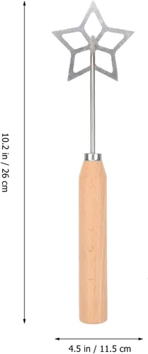 Miniatura 8 de YARDWE 1 juego de timbale de roseta de aluminio para gofres con mango de madera, molde de estrella hueca sueca para rosetón, bunuelos, galletas