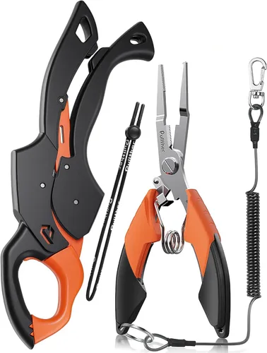 Miniatura 9 de Fish Gripper 9.2 pulgadas, cortador de línea multifunción, alicates de pesca, kit de herramientas de pesca de agua salada, equipo de pesca