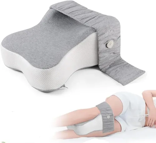 Almohada de rodilla contorneada de espuma viscoelástica refrescante para dormir, ciática, alivio del dolor de espalda, rodilla y articulaciones,