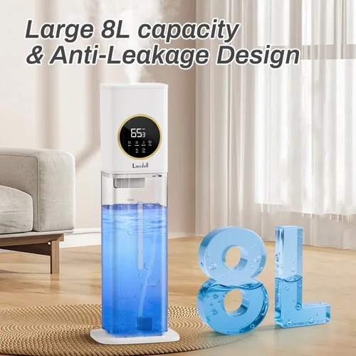 Miniatura 3 de Humidificador para habitación grande, humidificadores de 2.1 galones/8L para dormitorio y hogar con difusor de aceite esencial, humidificadores