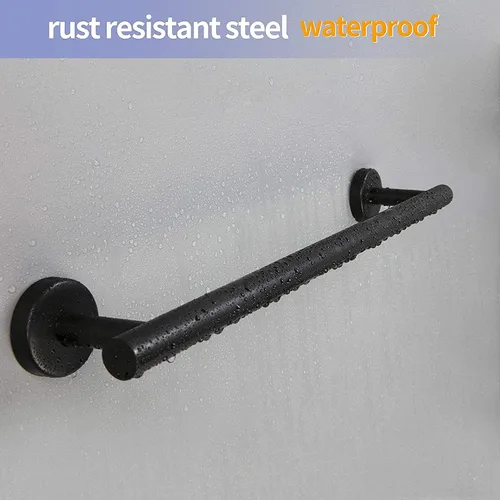 Miniatura 5 de Cilee Toallero de baño negro mate, 24 pulgadas, toallero doble de 24 pulgadas, soporte para toallas de baño, soporte para toallas de baño, montaje