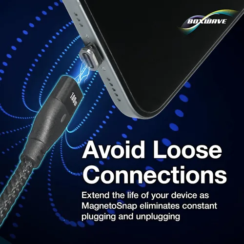 Miniatura 6 de BoxWave Cable compatible con GameSir X2 (2021) - MagnetoSnap PD AllCharge Cable (100W), imán PD 100W cable de carga USB tipo C Micro USB - Negro