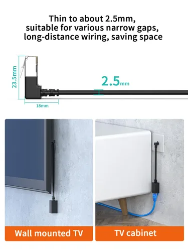 Miniatura 2 de Paquete de 2 cables de extensión Ethernet Cat7 de ángulo recto planos de 5.9 in/6 pulgadas, ángulo recto hacia abajo 90 grados LAN cable de conexión