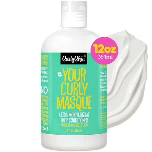 CurlyChic Your Curly Masque - Acondicionador profundo ultra hidratante para cabello rizado, rizado, rizado y ondulado, sin encrespamiento,