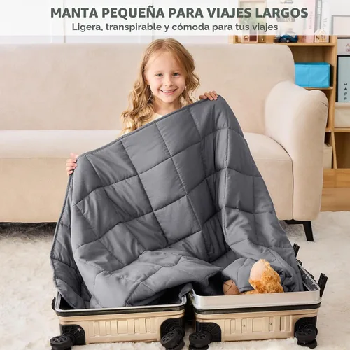 Miniatura 7 de yescool Manta con Peso de 5 Libras Manta de Regazo con Peso Refrescante, Manta Pesada Gris para Dormir, Manta con Peso de Regalo para 40-60 libras