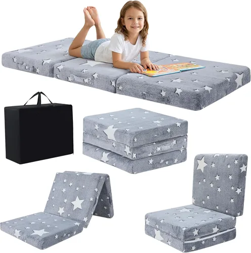 Miniatura 31 de MeMoreCool Colchón de suelo plegable para niños, Glow de 57x22 pulgadas, colchoneta para dormir y guardería para niños pequeños, futón plegable