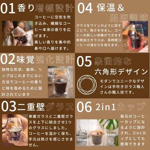 Miniatura 6 de AVENSI Solo VIDA - Cristalería para mejorar el café, juego de vidrio individual en embalaje completo