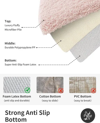 Miniatura 5 de ILANGO Alfombras de baño rosas de Navidad de 24" × 17", antideslizantes y súper absorbentes, extra gruesas, suaves, lavables para el suelo, alfombra