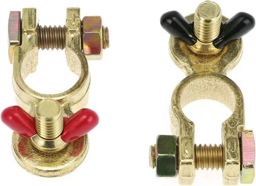 Miniatura 2 de QWORK® 2 pares de conectores de terminal de batería de latón, terminal de batería, poste superior, abrazaderas de terminal de batería de grado