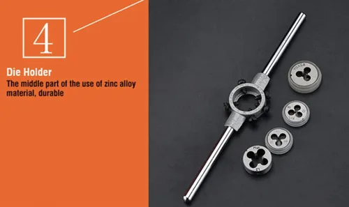 Miniatura 4 de Edward Tools Juego de 20 piezas de grifos y troqueles – Machos métricos y troqueles, enhebrador de tubos, llave cónica, matriz – acero al carbono