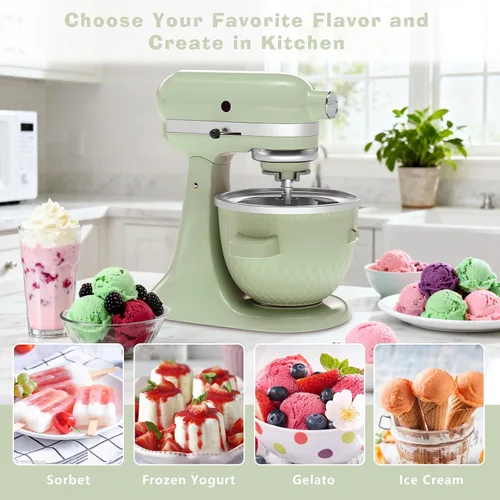 Miniatura 7 de Accesorio para máquina de helado para batidora de pie KitchenAid, tazón para helado para KitchenAid de 4.5QT/ 5QT/ 6QT, máquina de sorbete y gelato