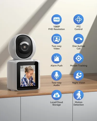 Miniatura 2 de TMEZON Cámara de Video para Mascotas Perros Interior Cámara de Seguridad Inalámbrica Bidireccional Monitor 1080P con Aplicación de Teléfono