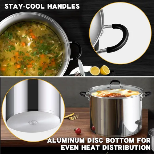 Miniatura 5 de Sartén para saltear con tapa Cook N Home, de acero inoxidable 10", Plateado Utensilios de cocina de inducción para sopa, enlatado, apto