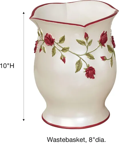 Miniatura 3 de Touch of Class Vining Rose Wastebasket Pearl