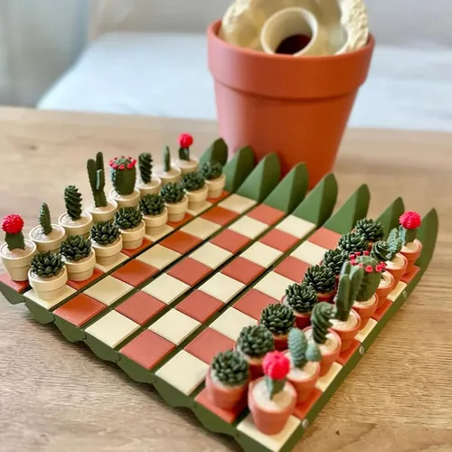 Miniatura 9 de Cactichess - Juego de ajedrez de cactus enrollable avanzado, tablero de ajedrez con temática de cactus, juego de ajedrez portátil impreso en 3D