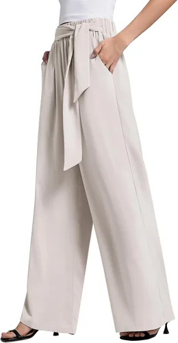 QIANXIZHAN Pantalones de pierna ancha para mujer, pantalones palazzo de cintura alta, para verano, holgados, casuales, para descansar, trabajar,