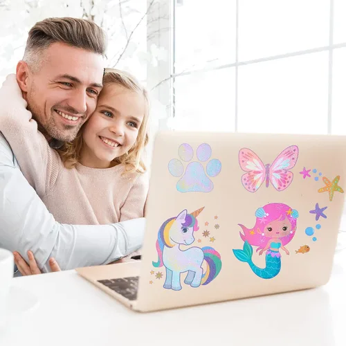 Miniatura 5 de 72 hojas de papel adhesivo holográfico, película laminada de vinilo holográfico transparente A4, papel autoadhesivo impermeable, 11.7 x 8.3 pulgadas