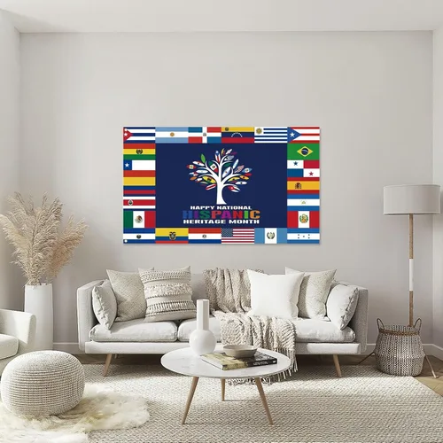 Miniatura 5 de Bandera de árbol de 22 países hispanos hispanos con los 22 países, patrimonio nacional hispano, bandera de 2 x 3 pies, doble impresa, divertida