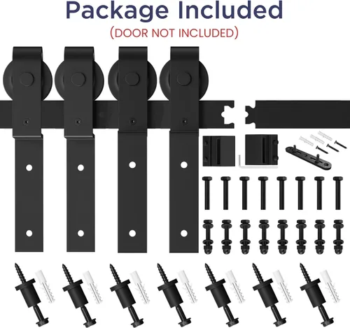 Miniatura 6 de SMARTSTANDARD Kit de herrajes para puerta corredera de granero de 9 pies de derivación - para puertas de madera dobles - un solo carril - suave