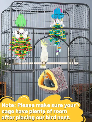 Miniatura 5 de Nido de Pájaros Cálido de Invierno Mediano para Jaula - Cómoda Cama para Pájaros con Tabla de Soporte, Hamaca Colgante Refugio Escondite Cabaña