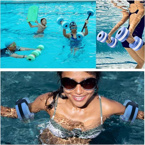 Miniatura 4 de Pesas de agua deportivas para ejercicio de piscina, equipo de aeróbicos acuáticos, juego combinado de mancuernas de ejercicio acuático de alta Azul