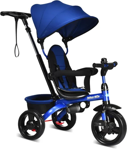 Miniatura 10 de INFANS Triciclo para Niños, Triciclo de Bebé 6 en 1 Bicicleta para Niños Pequeños con Asiento Reversible, Mango de Empuje Ajustable, Control