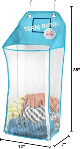 Miniatura 6 de Store & Score Cesta de Ropa Colgante para Puerta de Malla Plegable con Luces LED de Baloncesto Divertido para Niños que se Ilumina, Baúl