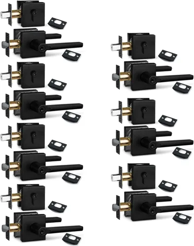 Miniatura 18 de NEWBANG Palanca de puerta de cama/baño para privacidad Baño e interior Manija de cerradura de puerta en negro mate envejecido, HD1601-DB-BK-1P