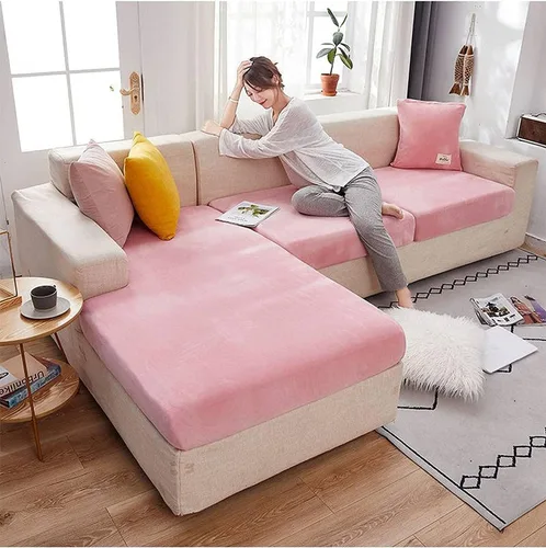 Miniatura 9 de Funda de cojín de terciopelo para sofá en forma de L, funda elástica para cojines de asiento, protector de muebles suave y antideslizante para silla