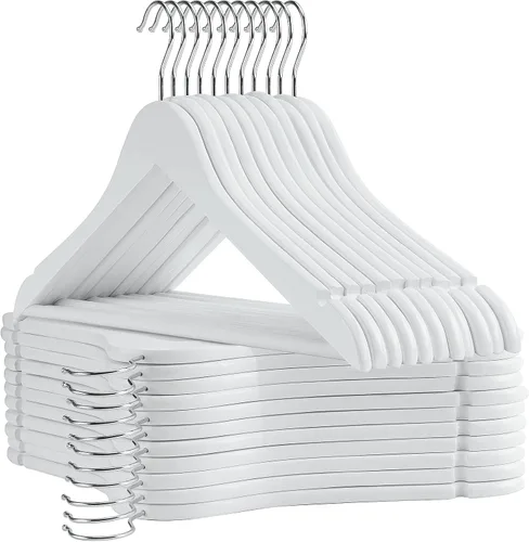 Miniatura 8 de Perchas de madera – Paquete de 30 – Perchas de ropa para uso diario, perchas de madera resistentes con muescas cortadas con precisión, percha