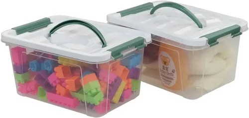 Miniatura 10 de Pekky Caja de almacenamiento de 6 cuartos de galón con asa y pestillo de diseño fresco, cubo organizador de juguetes pequeño, juego de 2