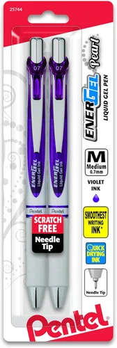 Miniatura 12 de Pentel EnerGel Pearl - Bolígrafo de gel líquido retráctil, punta de aguja (0,7 mm), trazo medio, tinta azul, paquete de 2 unidades (BLN77WBP2C)