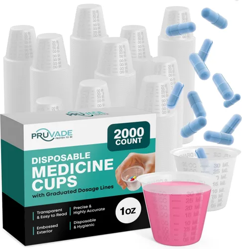Miniatura 12 de Paquete de 200 vasos medicinales desechables de 1 onza con líneas de dosificación graduadas para píldoras o líquidos, paquete de 200 unidades a