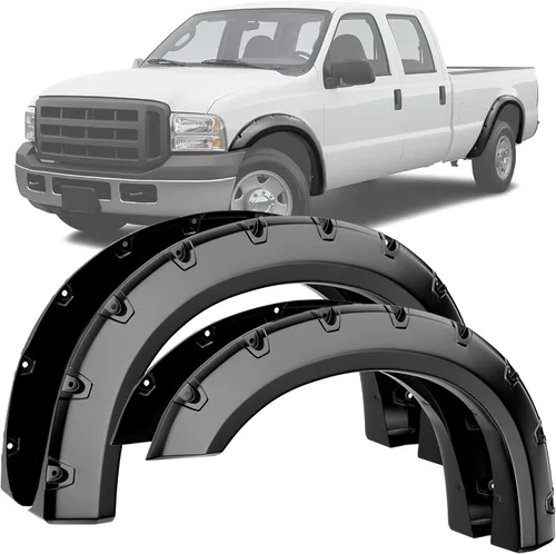 LEDKINGDOMUS Kit de guardabarros compatible con Ford F-250 / F-350 / F-450 Super Duty 1999-2007, material Dura-Flex con protección UV, acabado negro