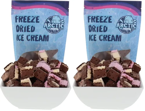 Miniatura 10 de Arctic Farms Bocaditos de sándwich de helado liofilizado en bolsas y en caja, no se derrite (napolitano, 3.5 onzas)