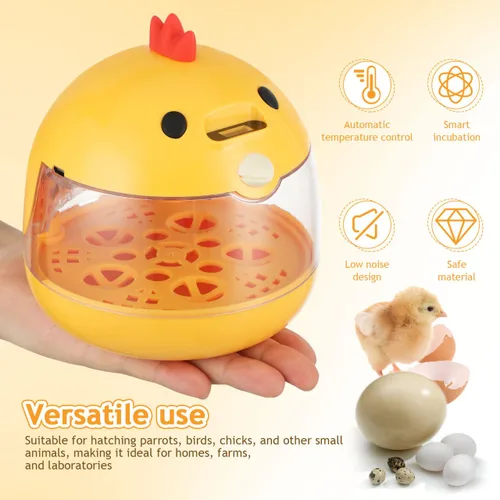 Miniatura 4 de TOYANDONA Incubadora de 5 huevos con control automático de temperatura y humedad - Incubadora pequeña para aves con ventilación de aire y ovoscopio