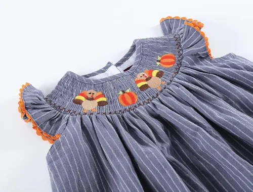 Miniatura 3 de Lil cactus Vestido de obispo de Acción de Gracias con calabaza fruncida para niñas