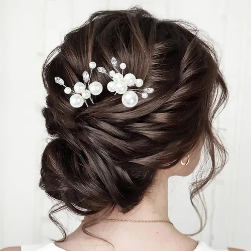 Miniatura 6 de REDANHA 4 horquillas de pelo de perlas para mujeres y niñas para peinados de boda, incluyendo 2 estilos más grandes y 2 estilos más pequeños