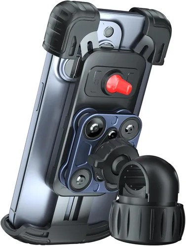 Miniatura 8 de Hiboy Soporte de teléfono para motocicleta, amortiguador de vibraciones mejorado, soporte giratorio de 360°, clip de teléfono para manillar