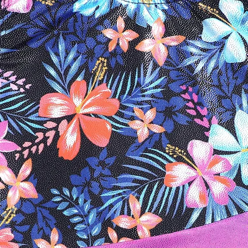 Miniatura 3 de Leotardo de gimnasia con shorts para niñas sin mangas para ciclismo diseños de mariposas flores con brillo color negro con rosa Hotpink Black