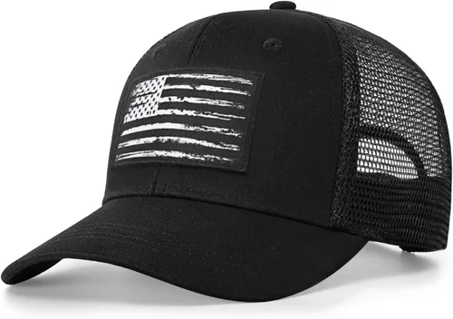 Miniatura 18 de Sombrero de camionero con bandera de pez estadounidense, regalos de pesca para hombres, sombrero de pesca Snapback perfecto para pesca y uso diario