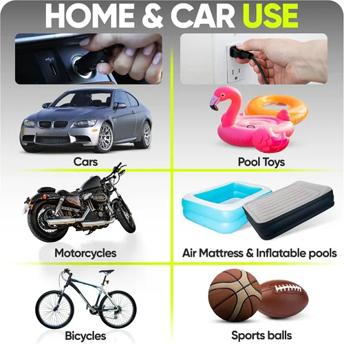 Miniatura 7 de FORTEM Inflador de neumáticos, compresor de aire portátil, bomba de aire para neumáticos de automóvil y bicicletas, bomba de neumáticos de automóvil