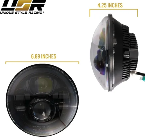 Miniatura 7 de USR 97-06 Wrangler TJ Faros LED de proyector redondos de 7" Pulgadas H6024 con carcasa negra 6024 Haz alto/bajo, faro sellado H6014 (Par) Compatible