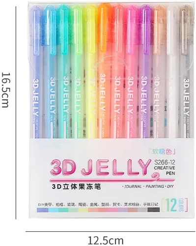 Miniatura 8 de Juego de bolígrafos de gelatina 3D, bolígrafos de gel adecuados en vidrio para bricolaje, pintura, dibujo, colorear, plástico (6 colores)