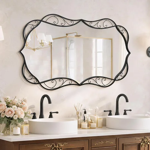 Miniatura 16 de Besdomus Espejo de baño negro moderno: espejos de baño grandes de 24 x 36 pulgadas para colgar sobre el fregadero, colgante vertical u horizontal