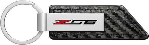 Miniatura 6 de iPick Image Para Chevrolet Corvette C7 Z06 Textura de fibra de carbono PU Llavero de cuero, con licencia oficial Negro Bar