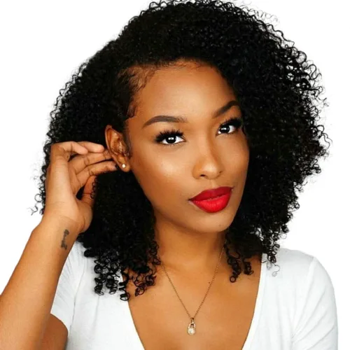 Miniatura 2 de Peluca de Cabello Humano Rizado Afro Kinky Mongol Boho 3 Paquetes (8/8/8 Pulgadas) Sin Procesar Trama Cabello Voluminoso para Mujeres Negras