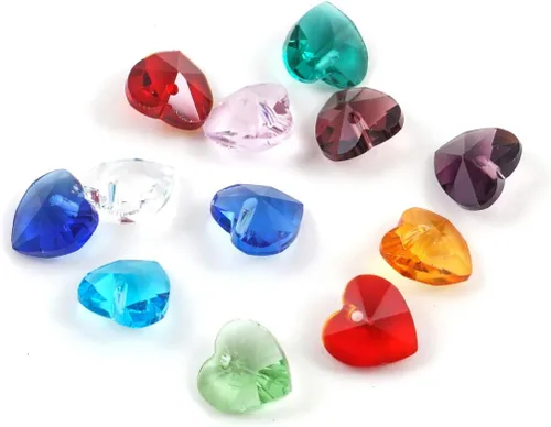 Miniatura 4 de 20 cuentas colgantes de cristal de corazón de amor de San Valentín de 0.394 pulgadas (0.394 in), cuentas sueltas de diamantes de abril transparentes