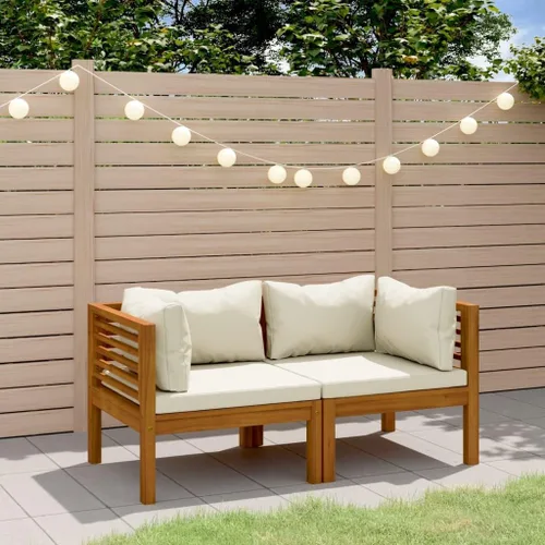 Miniatura 22 de 6 Piece Outdoor Patio Furniture Set, Modular Acacia Wood Garden Lounge Set with Weather Resistant Cushions, Cream Brown Modern Seating for Balcony