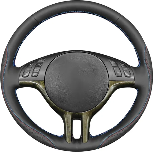 Miniatura 7 de MEWANT Funda de volante de cuero genuino para BMW Serie 3 E46 E46 X5 E53 DIY Protector de volante